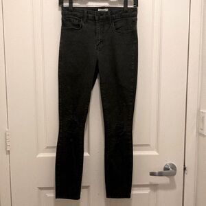 L’Agence Margot Black Distressed High Rise Skinny Jeans in Zinc Destruct. Sz  27